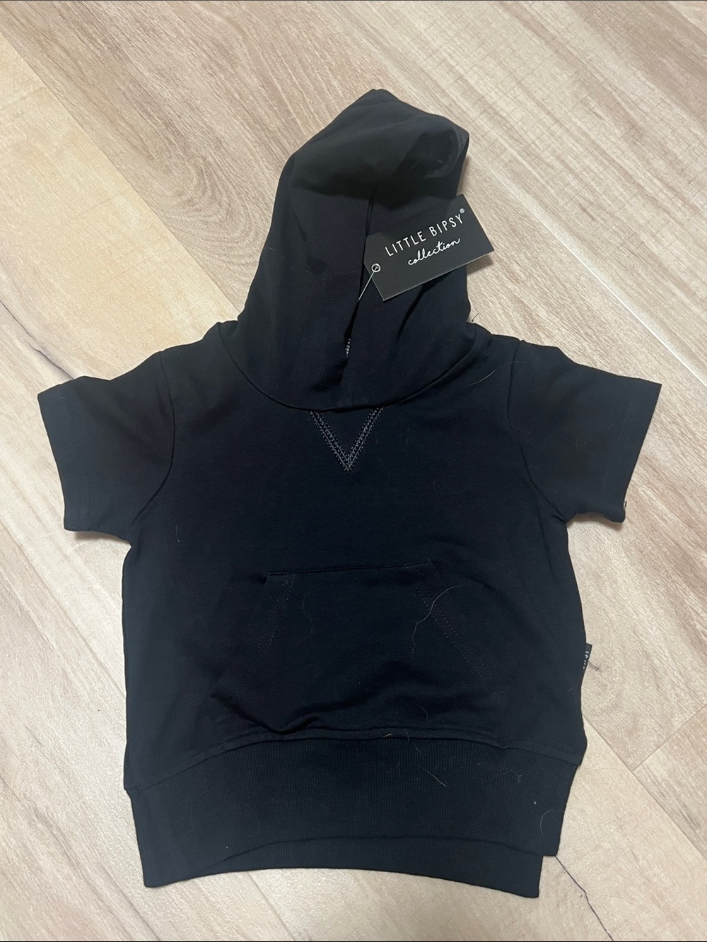 Little Bipsy Black Short-Sleeve Hoodie 12-18 Months